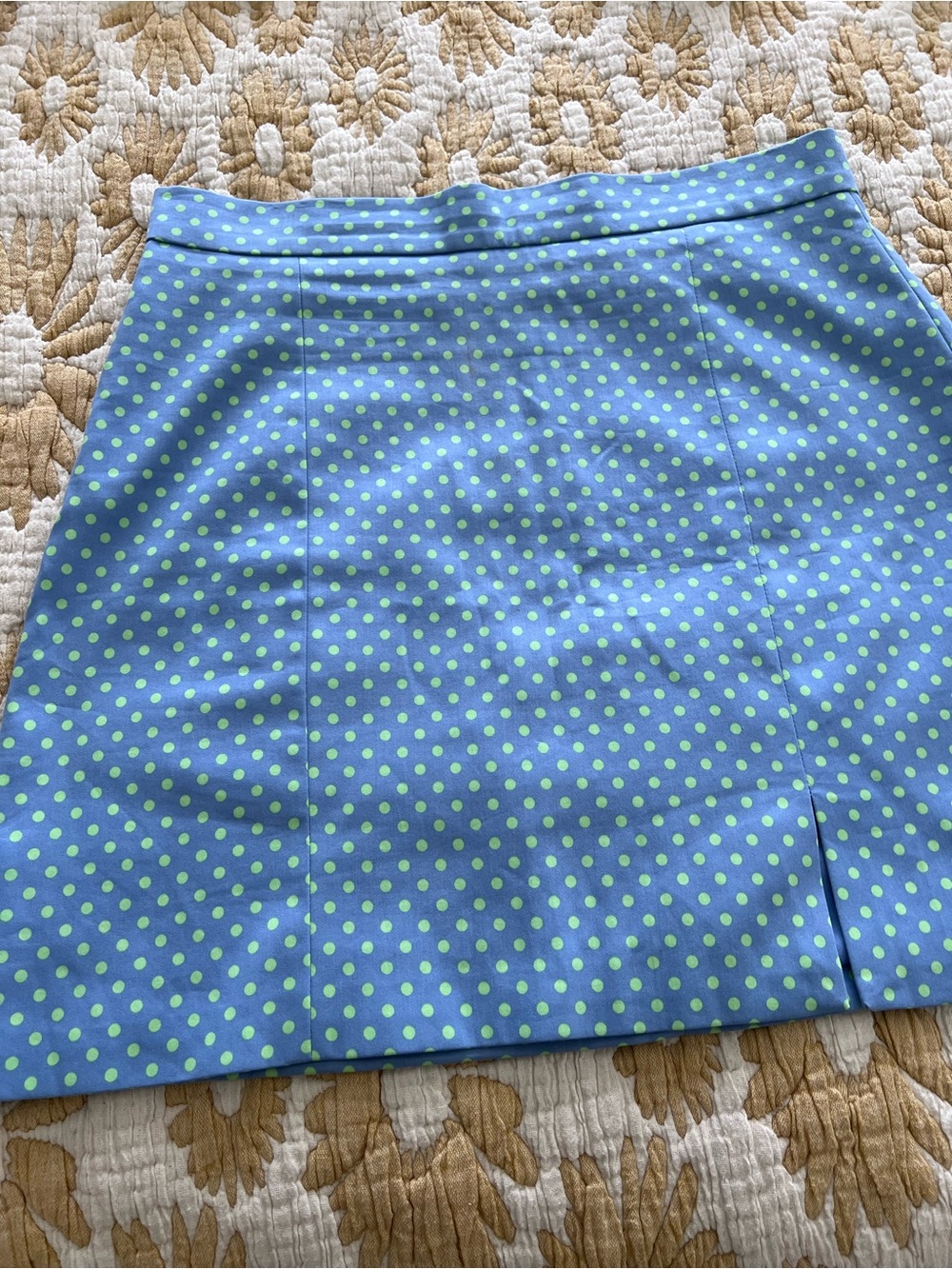 H&M Blue Mini Skirt with Lime Polka Dots
